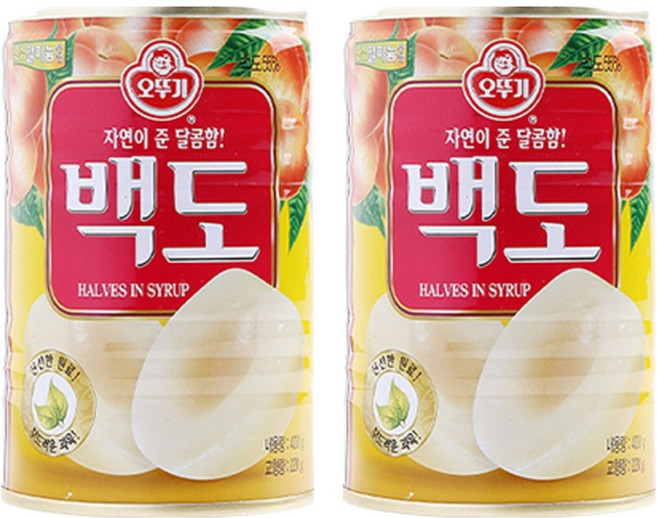 오뚜기 백도 반절 통조림, 400g, 2개