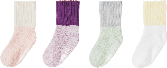 점핑칙피 유아용 투톤 골지 방한 양말 4켤레 세트