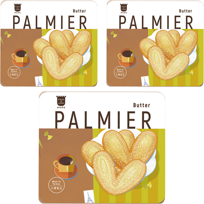 School of Cookie 台灣優格餅乾學院 天然奶油蝴蝶派鐵盒餅乾, 200g, 3個