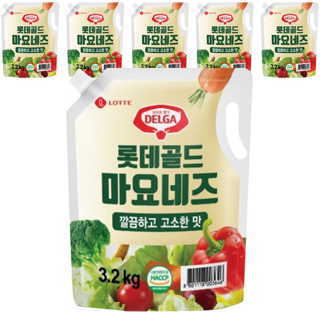 롯데푸드 골드 마요네즈 스파우트 파우치, 3.2kg, 6개
