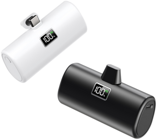 YINTO 도킹형 고속충전 PD 20w 일체형 휴대용 미니 보조배터리 2p 세트, XPB1-C, 블랙 + 화이트