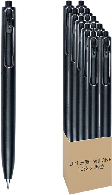 Uni 三菱 ball ONE F 高階自動鋼珠筆 0.38mm, 消炭 黑色, 10支