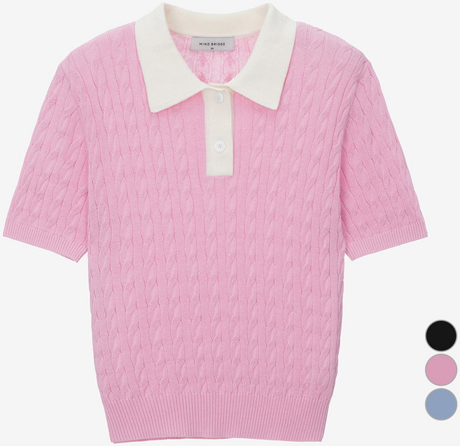 마인드브릿지 여성용 케이블 카라 배색 니트 MYKT32C4