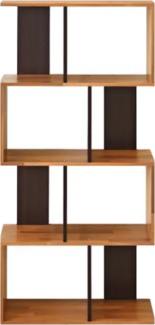 HOPMA 合馬家具 田原開放式組合書櫃 E1等級板材, 黑胡桃配拼版柚木, 4層
