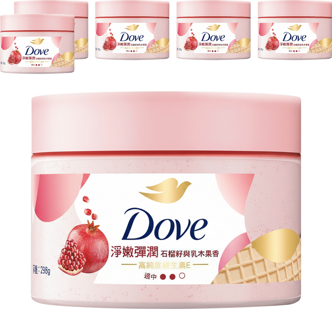 Dove 多芬 去角質身體磨砂膏 石榴籽與乳木果香, 298g, 6罐