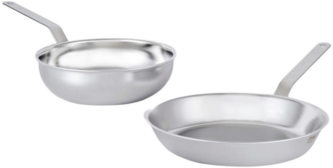 스테니 인덕션 통5중 스테인리스 프라이팬 세트 2개, 스텐팬 28cm + 스텐웍 24cm, 1세트