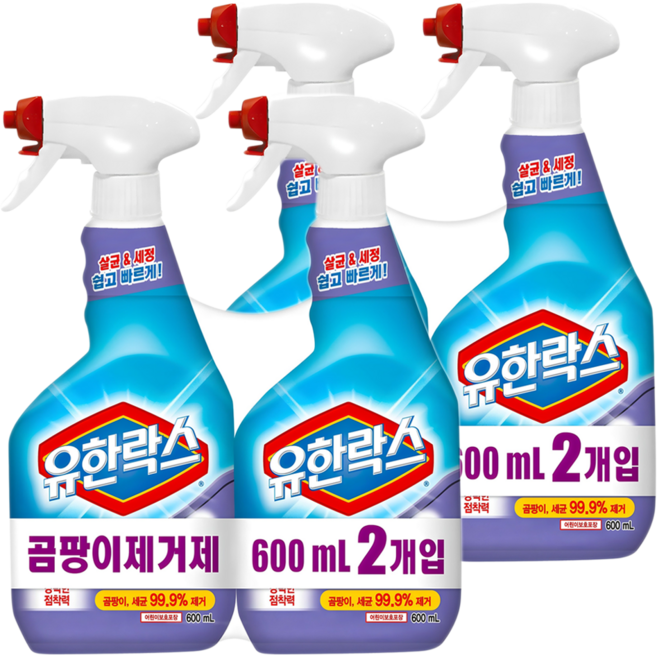유한락스 곰팡이제거제, 600ml, 4개