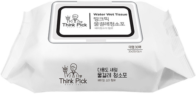 월드크린 띵크픽 물걸레 청소포 대형 30매, 1개