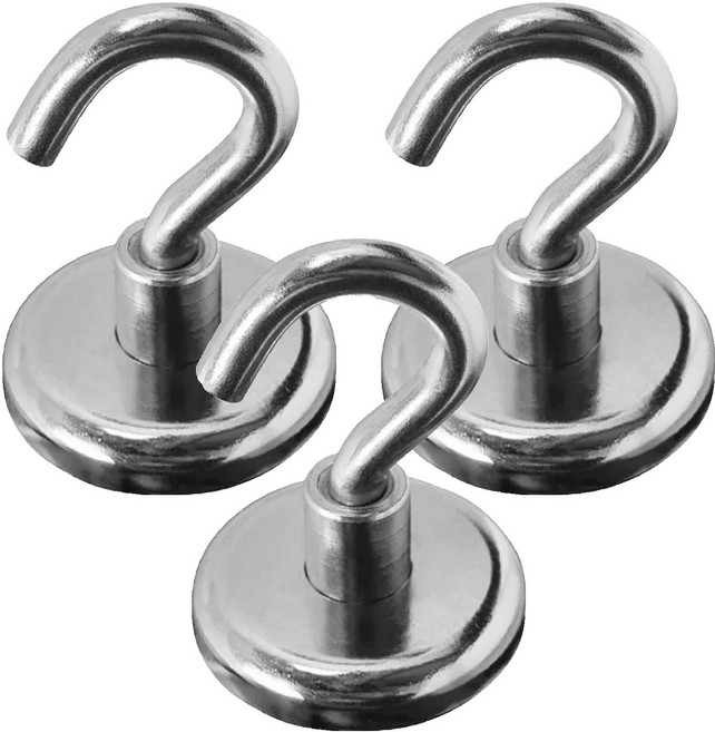 TRENY 超強磁掛勾 32mm, 銀色, 3個