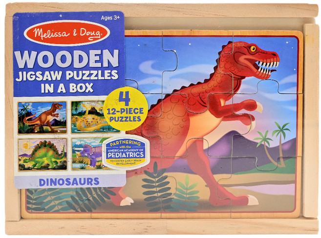 Melissa&Doug 瑪莉莎 拼圖 盒中木製 恐龍, 48片, 1盒