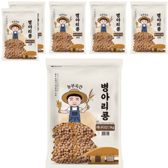 농부곡간 캐나다산 병아리콩, 3kg, 6개