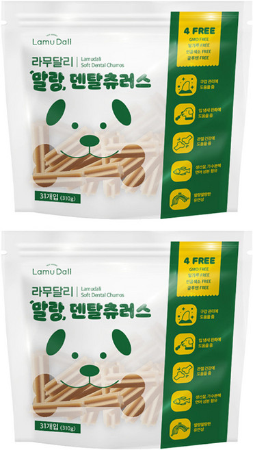 라무달리 말랑 덴탈츄러스 31개입, 연어 + 생선살 혼합맛, 310g, 2개