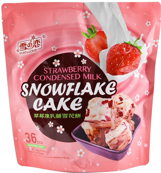 유키앤러브 산수공 스노우플레이크 과자 딸기연유맛 36p, 432g, 1개