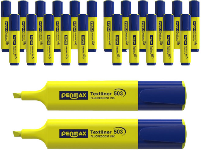 펜맥스 텍스트라이너 503 형광펜 12p, 옐로우, 2개