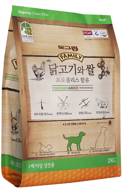 도그랑 어덜트 강아지 훼미리 건식사료, 곡물, 2kg, 1개