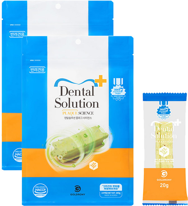 골드로니 반려견 덴탈솔루션 플라그 사이언스 덴탈껌, 대구살, 280g, 2개