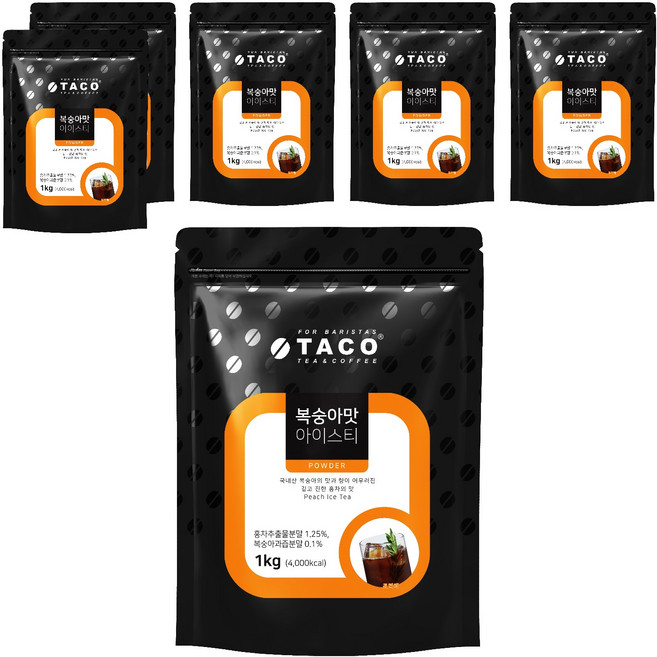 타코 복숭아맛 아이스티 분말, 1kg, 1개입, 6개