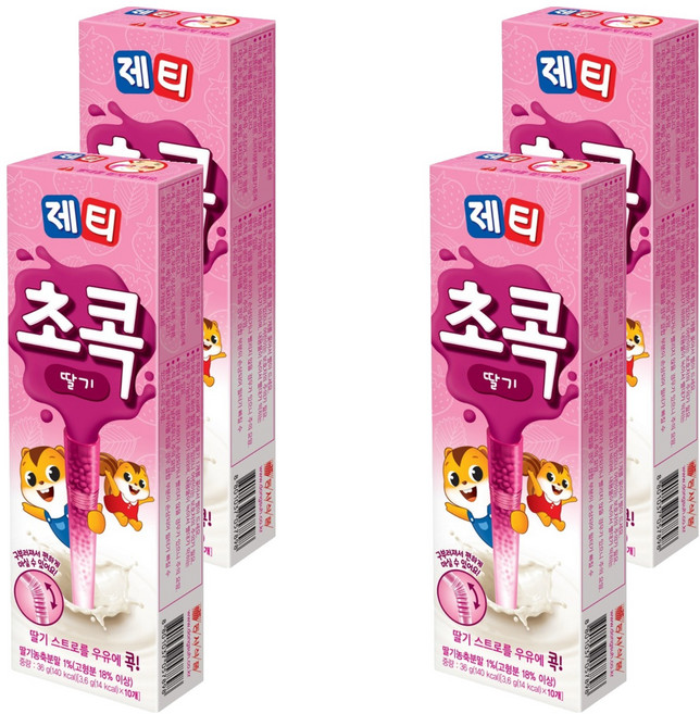 제티 초콕 분말 스트로 딸기맛, 3.6g, 10개입, 4개