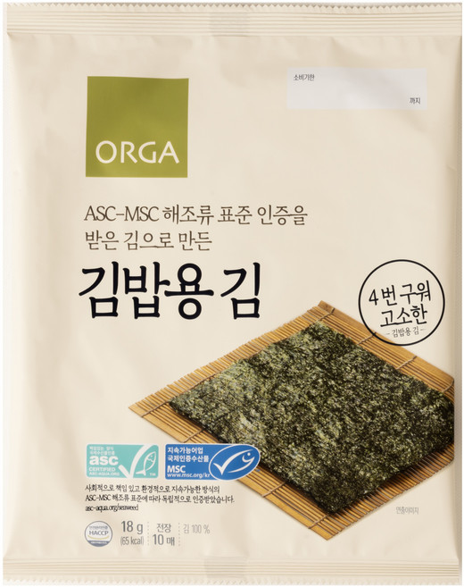 올가홀푸드 ASC-MSC 김밥용 김, 18g, 1개