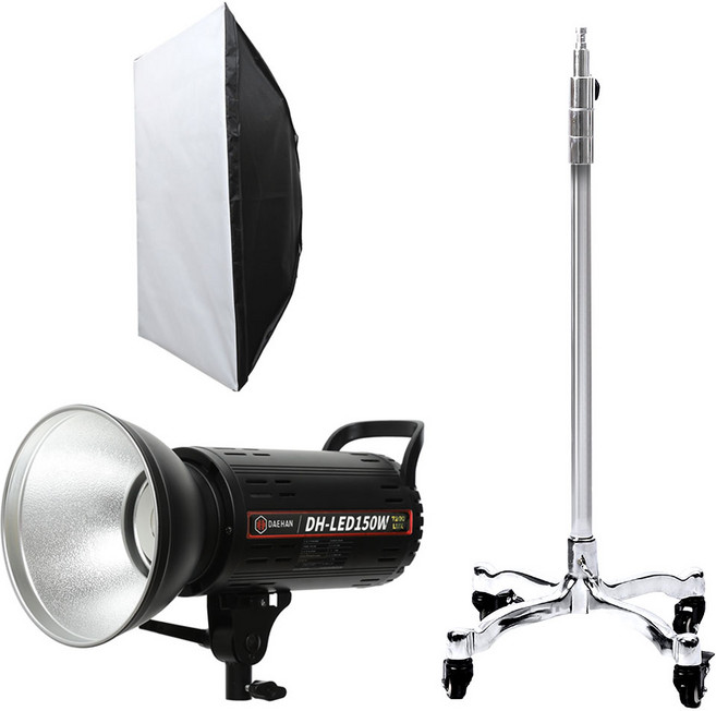 대한 자연광 인물 사진 배경 상품 음식 1인 개인 방송 촬영 조명 썬빔라이트 + 이동식 접이식 스탠드 + 보웬스 마운트 호환 소프트박스 세트, KIT-SUN09, 1세트