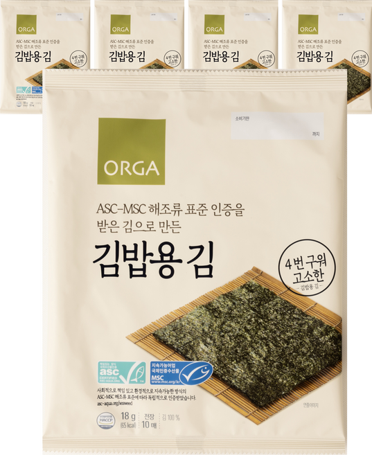 ORGA 海苔飯捲用海苔, 18g, 5包