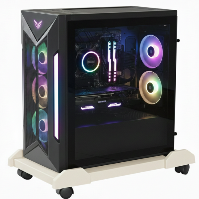 픽스몰 컴퓨터 이동가능 받침대 데스크탑 본체 거치대, 베이지, 1개