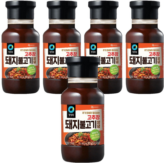 청정원 고추장 돼지불고기 양념, 280g, 5개