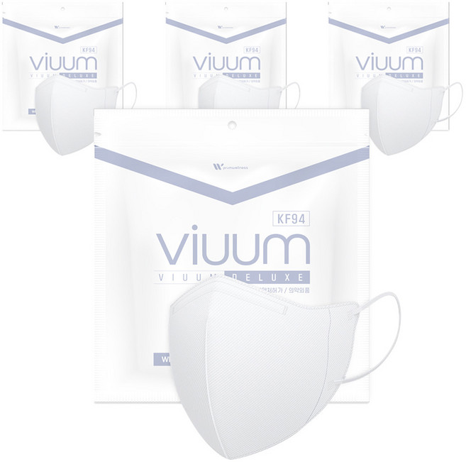 viuum 디럭스 보건용 마스크 성인용 KF94 중형, 25개입, 4개, 화이트