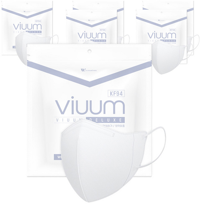 viuum 디럭스 보건용 마스크 성인용 KF94 중형, 25개입, 6개, 화이트
