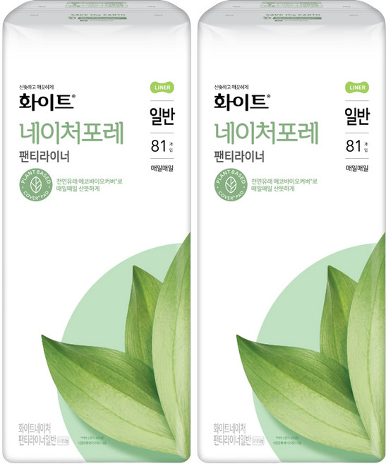 화이트 네이처포레 팬티라이너, 일반, 81개입, 2개