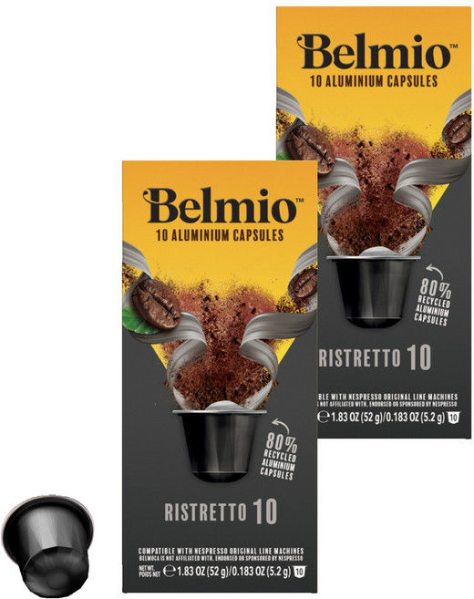 벨미오 에스프레소 리스트레토 캡슐커피 네스프레소 호환캡슐 (브릭형), 10개입, 2개, 5.2g