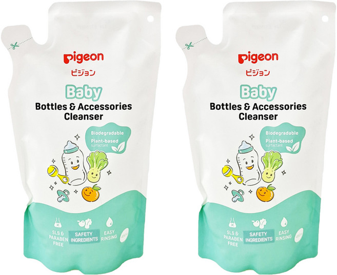 pigeon 貝親 奶瓶蔬果清潔液 補充包, 450ml, 2包