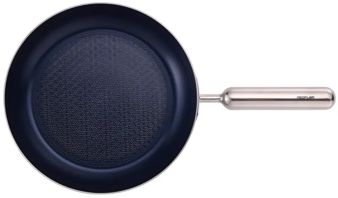 NEOFLAM 台灣原廠公司貨 EDGE系列 電磁爐適用 陶瓷塗層蜂巢紋不鏽鋼平底鍋 藍色, 24cm, 1個