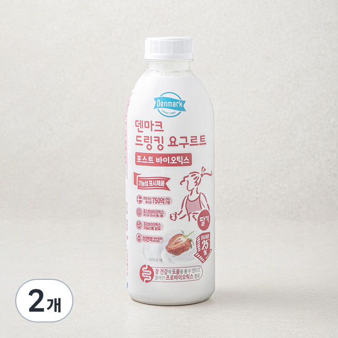 덴마크 드링킹 요구르트 포스트 바이오틱스 딸기, 750ml, 1개입, 2개