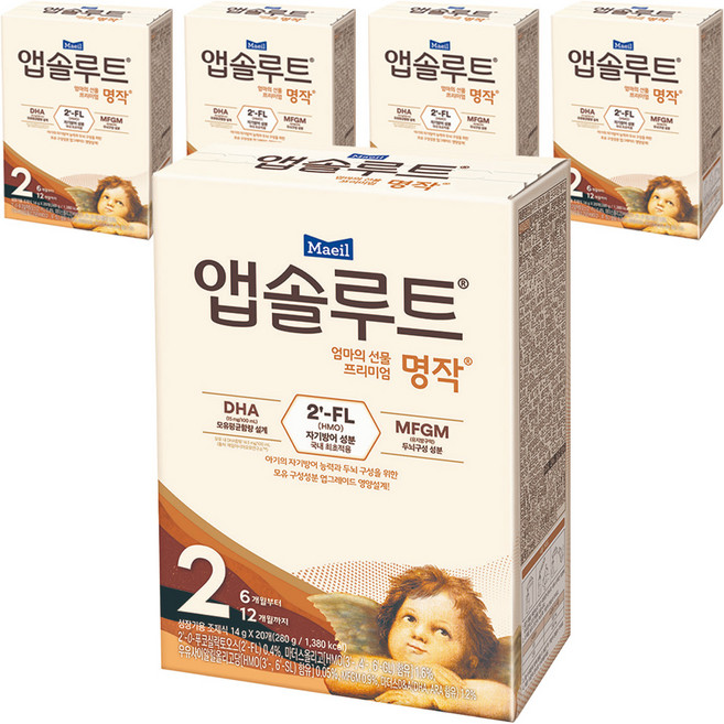 앱솔루트 프리미엄 명작 스틱분유 2단계, 280g, 5개