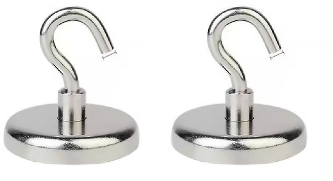 FAmILyLIFE 生活 魔獸級汝鐵硼強力磁鐵掛勾 42 6 x 5 x 5cm 2個, 銀色, 1組