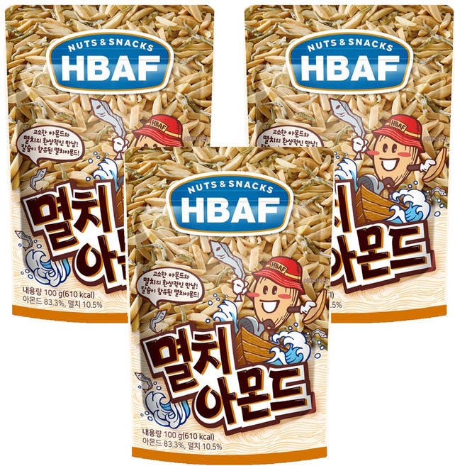 바프 멸치 아몬드, 100g, 3개