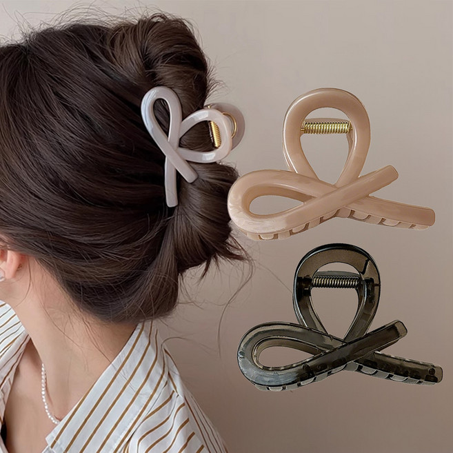 워더미 여성용 미디엄 젤리 리본 올림머리 집게핀 2종 세트 M2012