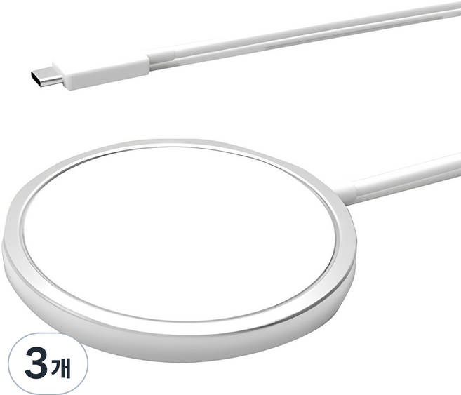 감성공장 맥세이프 호환 고속 무선충전기, 실버 + 화이트, 3개