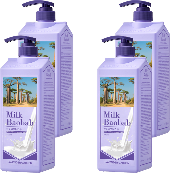 밀크바오밥 샴푸 라벤더가든, 1L, 4개
