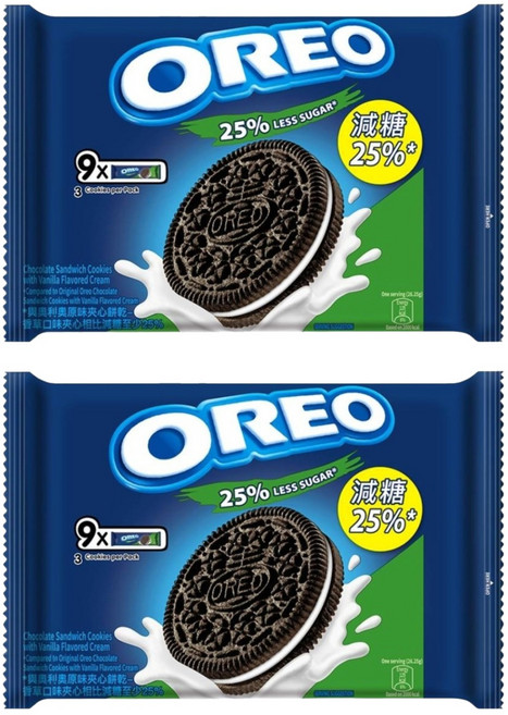 OREO 奧利奧 減甜夾心餅乾 香草口味, 236.25g, 2袋