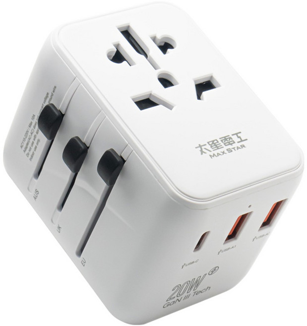MAX STAR 太星電工 氮化鎵PD20W旅行用插座 3USB, 1個