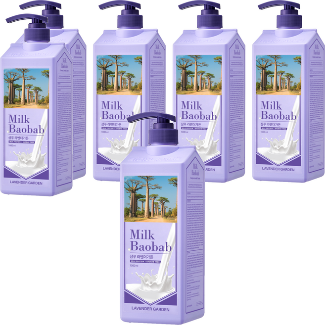 밀크바오밥 샴푸 라벤더가든향, 1L, 6개
