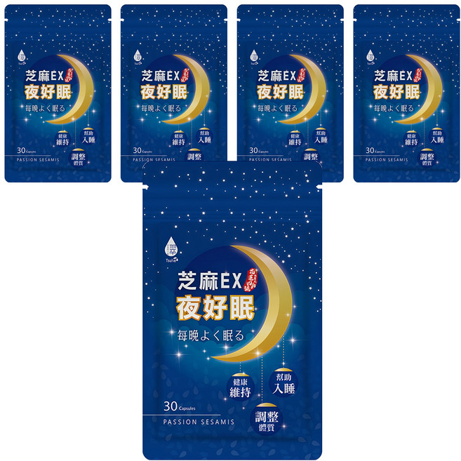 Tsuie 日濢 芝麻EX夜好眠膠囊, 500mg, 30顆, 5包