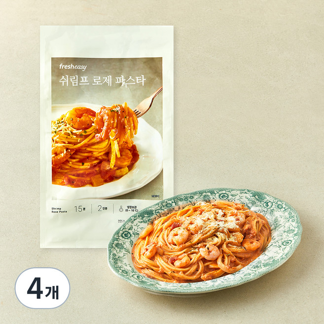 프레시지 쉬림프 로제 파스타, 562g, 4개