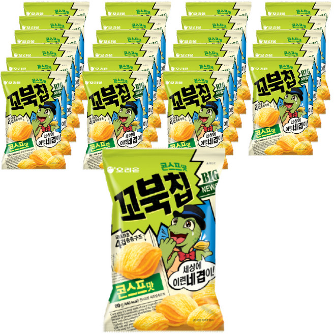 Orion 好麗友 KkobukChip 烏龜餅乾-關閉 玉米濃湯口味, 80g, 24個