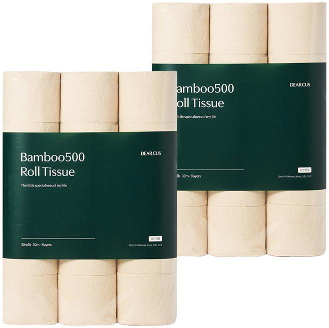 디어커스 뱀부500 천연펄프 3겹 롤화장지, 30m, 30개입, 2개