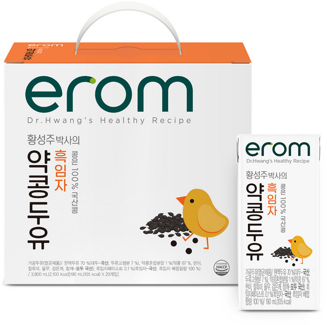 이롬 황성주 약콩두유 흑임자, 190ml, 20개