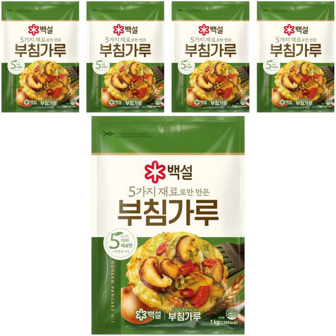 백설 5가지 재료로만 만든 부침가루, 1kg, 5개
