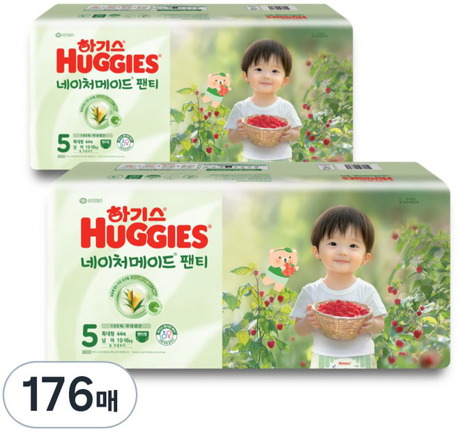 하기스 NEW 네이처메이드 팬티형 기저귀 남아용, 5단계, 176매